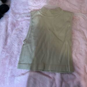 Sleeveless Ribbed Mock Neck Top - Cream